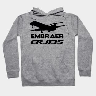 Embraer ERJ135 Silhouette Print (Black) Hoodie